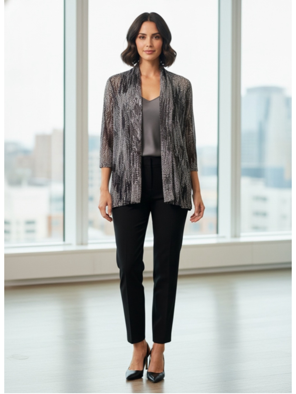 Jones Studio Black White Cardigan Size XL